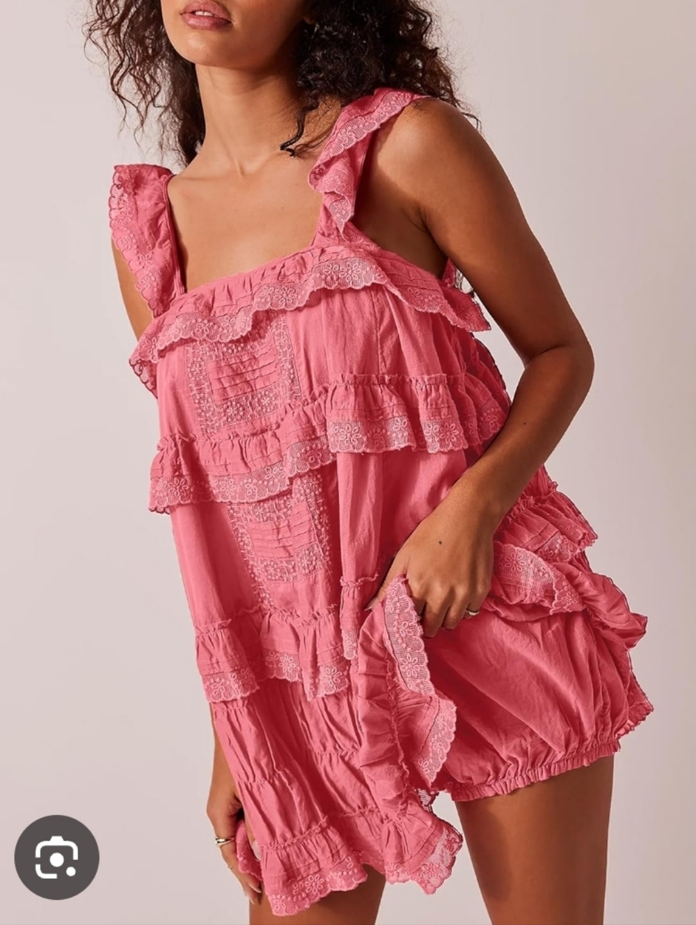 New With Tags Gacaky Women's Summer Mini Dress Casual Ruffled Pink Lace Sundress